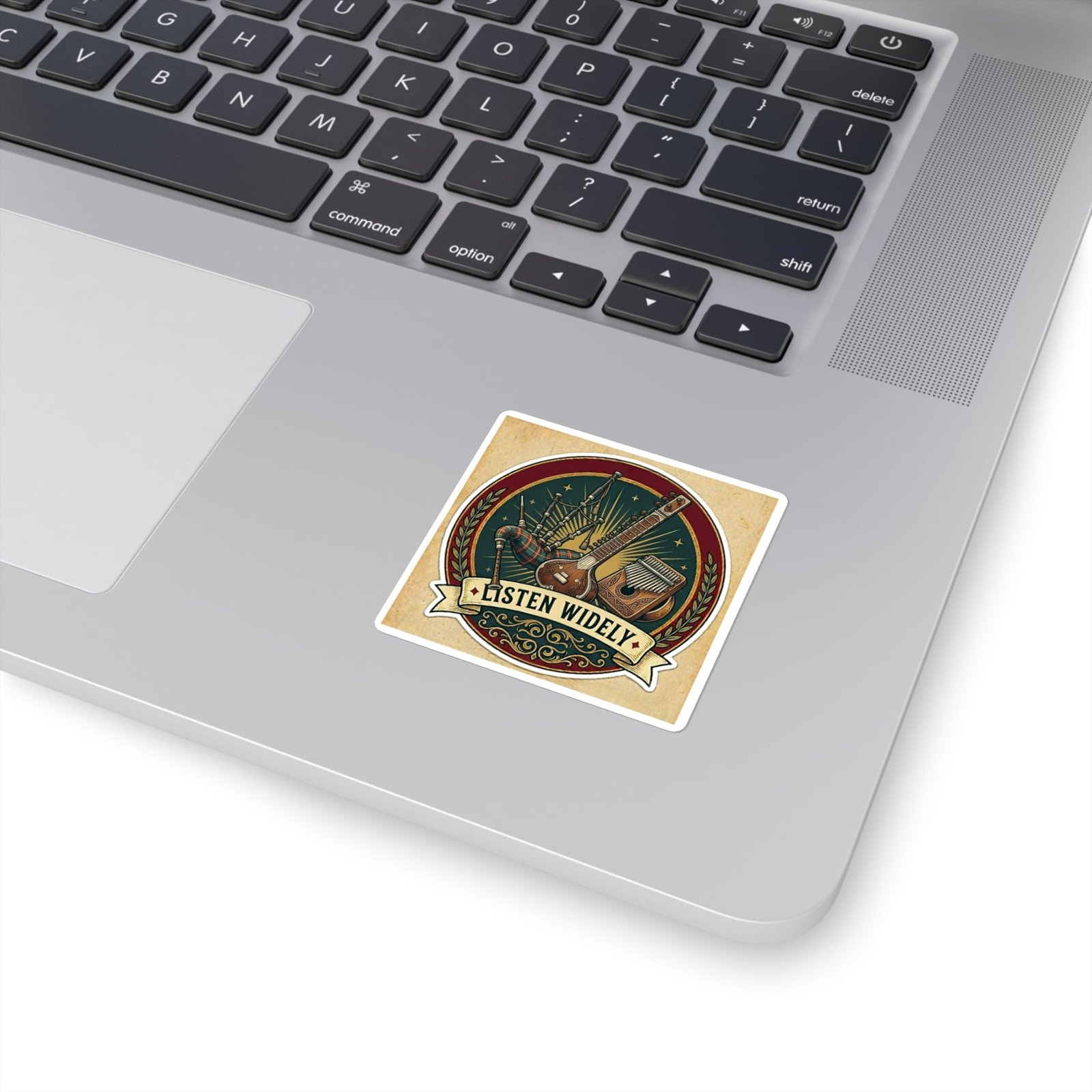 Listen Widely Bagpipes + Sitar + Mbira Sticker - Image 2