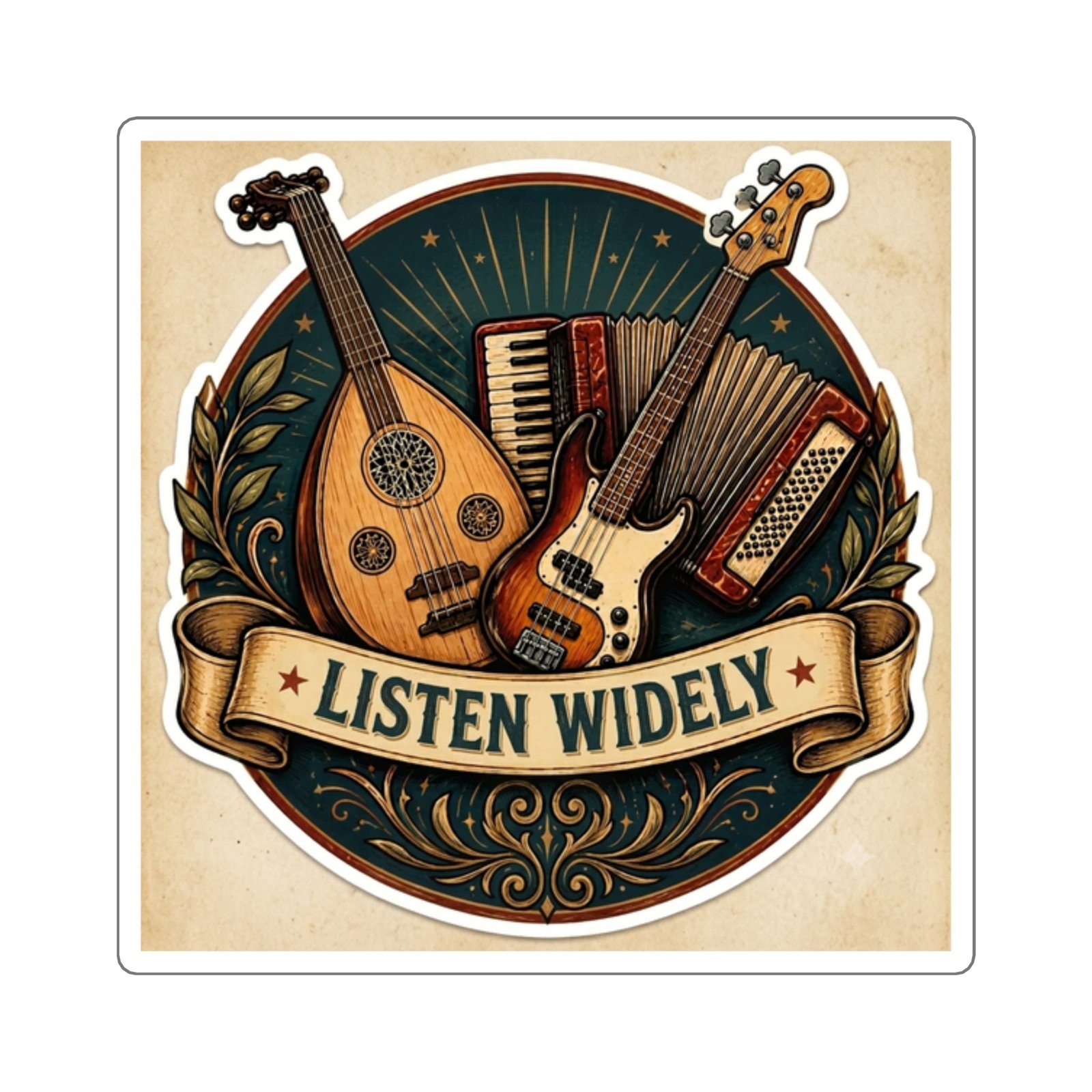 Listen Widely Sitar + Kora + Steel Pan Sticker