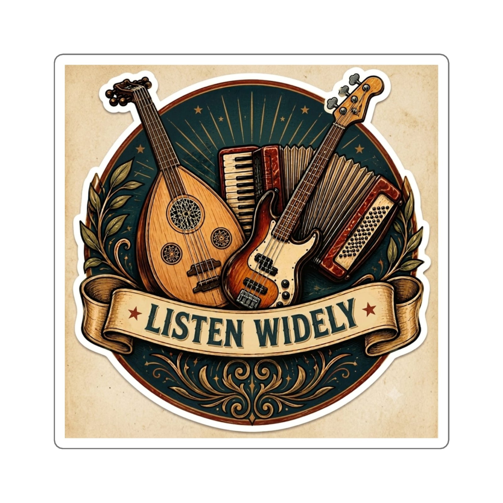 Listen Widely Sitar + Kora + Steel Pan Sticker - Image 3