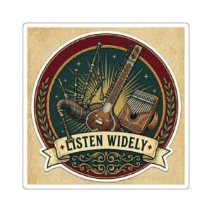 Listen Widely Bagpipes + Sitar + Mbira Sticker